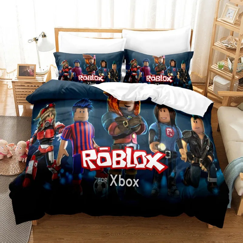 ROBLOX Game Surrounding Children's Anime Student Dormitory Bed Sheet Quilt Cover Three-piece Home Bed Three-piece Set Boys Girls