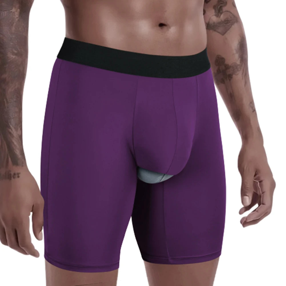 Men Underwear Separate Pouchshorts Breathable Comfort Sport Brief Shorts Panties Stretch Long Male Underpants