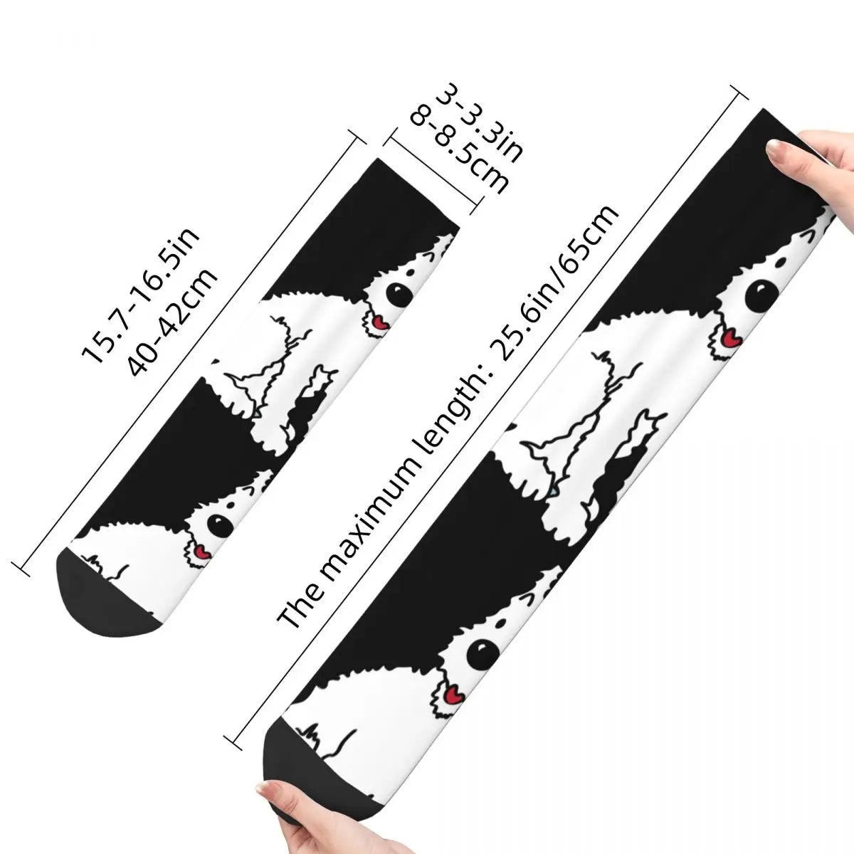 Funny Crazy Compression Sock for Men Snowy Tin Tin Hip Hop Harajuku Dog Cute Animal Happy Quality Pattern Printed Boys Crew Sock