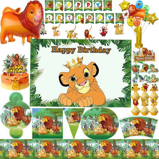 Disney Lion King Simba Theme Kids Party Decorations Paper Plate CUP Tablecloth Backdrop Balloons For Boy Birthday Decor Supplies