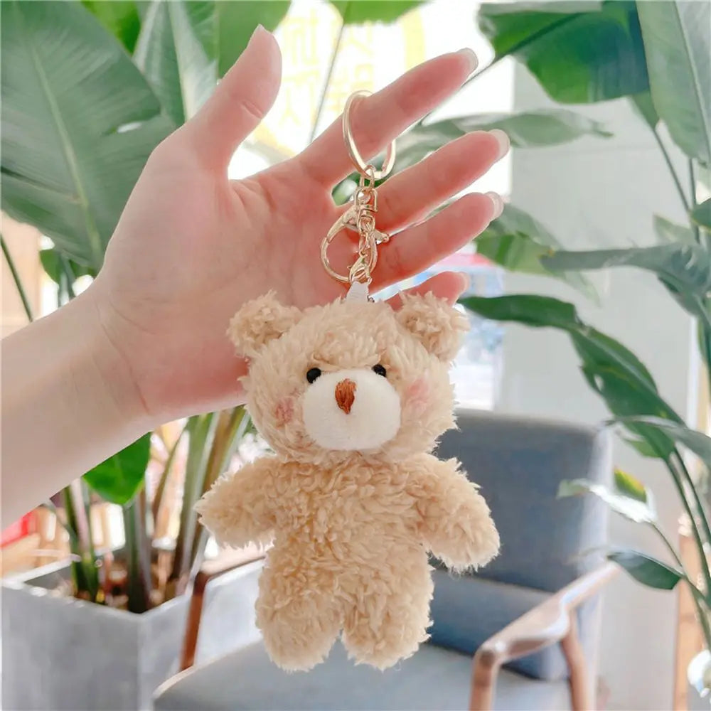 11cm Kawaii Mini Cute Bear Rabbit Dog Plush Keychain Toys Soft Cotton Key Chain Toy for Girls and Kids