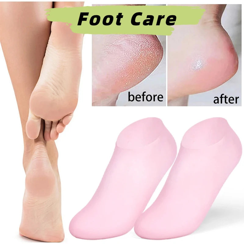 1Pairs Silicone Moisturizing Foot Socks Dry Cracked Feet Foot Care Socks Spa Pedicure Socks Massage Moisturizing Gel Socks