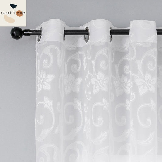 American Style Curtains for Living Dining Room Bedroom Luxury High Popularity Jacquard Modern White Tulle Door Window Curtain