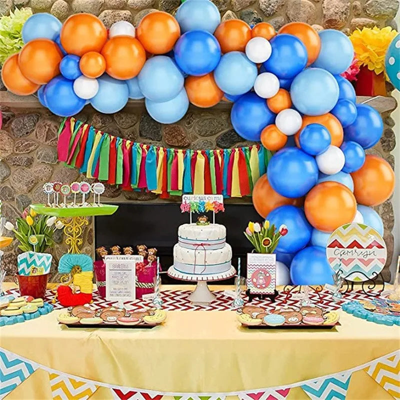 93pcs Blue Orange Balloon Garland Arch Kit for Baby Baptism Shower Birthday Wedding Bachelor Party Decoration