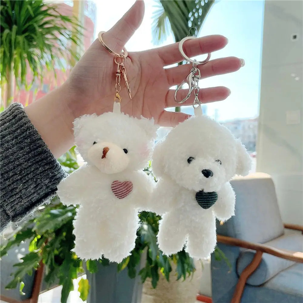 11cm Kawaii Mini Cute Bear Rabbit Dog Plush Keychain Toys Soft Cotton Key Chain Toy for Girls and Kids