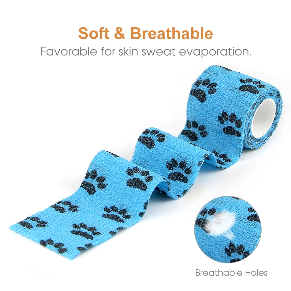 24 Rolls Vet Wrap Pet Elastic Self Adherent Cohesive Bandage for Dog Cat Horse Non-Woven Self Adhesive Sport Tape for Knee Ankle