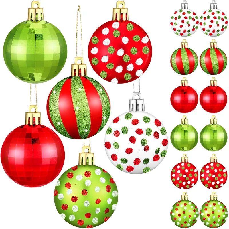 12pcs Electroplating Christmas Balls Elf Balls Color Painting Xmas Tree Hanging Pendants Xmas Ball Ornaments New Year Party Home