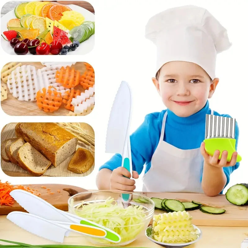 Kids Cooking Cutter Set Kids Knife Toddler Plastic Fruit Knives Children DIY Peeler Tools Kitchen Accessories