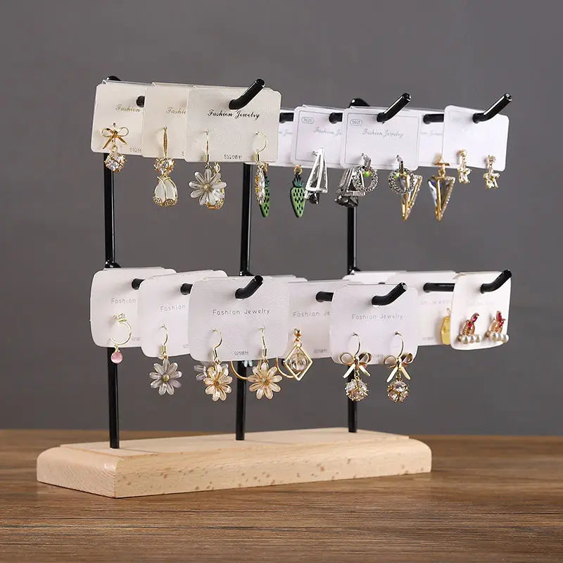 Wood Iron Keychain Display Stand Earrings Organizer Hanger Bracelets Storage Jewelry Rack For Desk Decoration