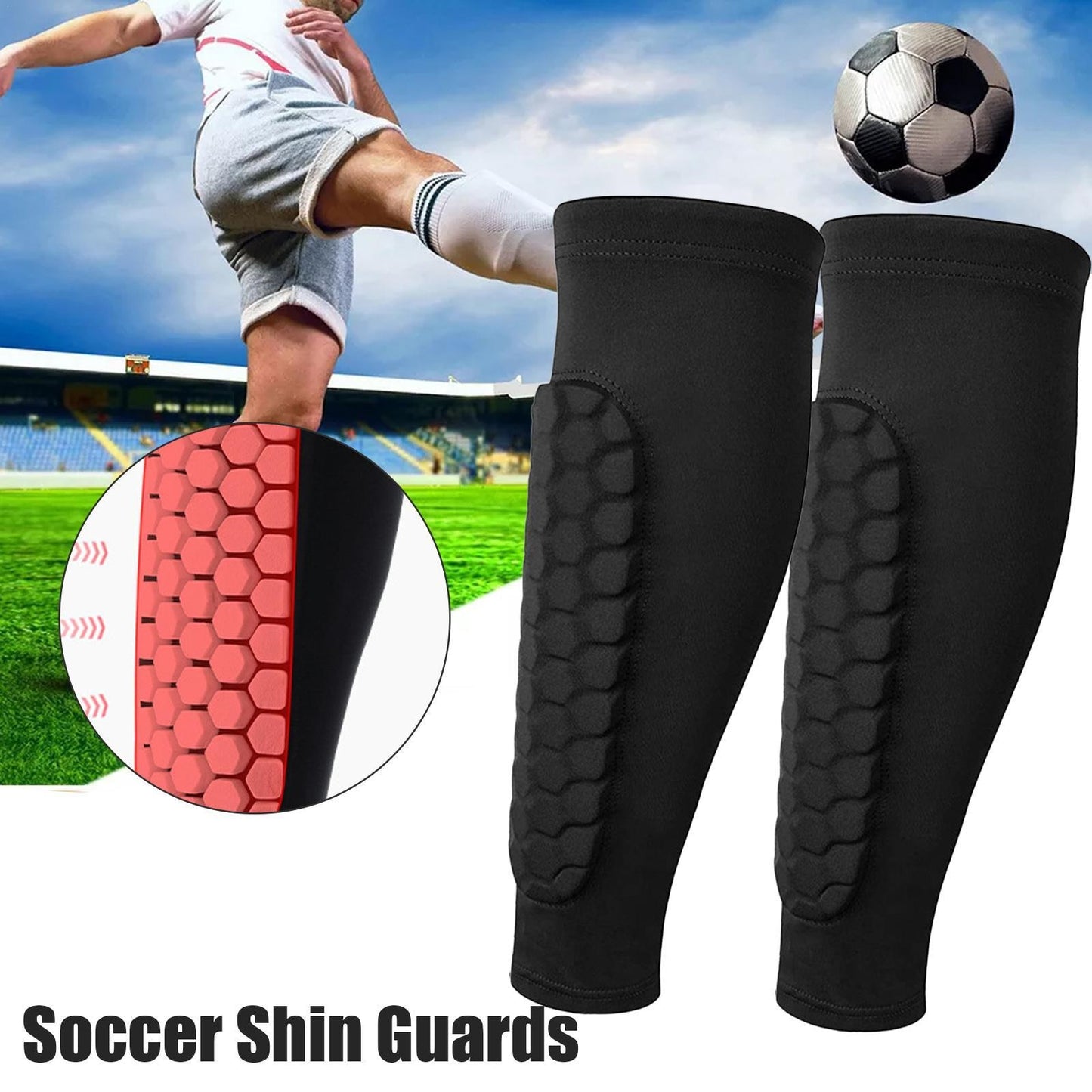 1PC Soccer Shin Guards Outdoor Sport Honeycomb Anti-Collision Pads Protection Leg Guard Socks Protector Sports Safety Gear