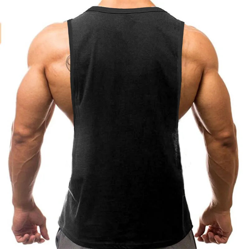 Men's Gym Clothing Fashion Workout Tank Top Mesh Running Vest Bodybuilding Undershirt Men Fitness Sleeveless Jogging Shirt Tops