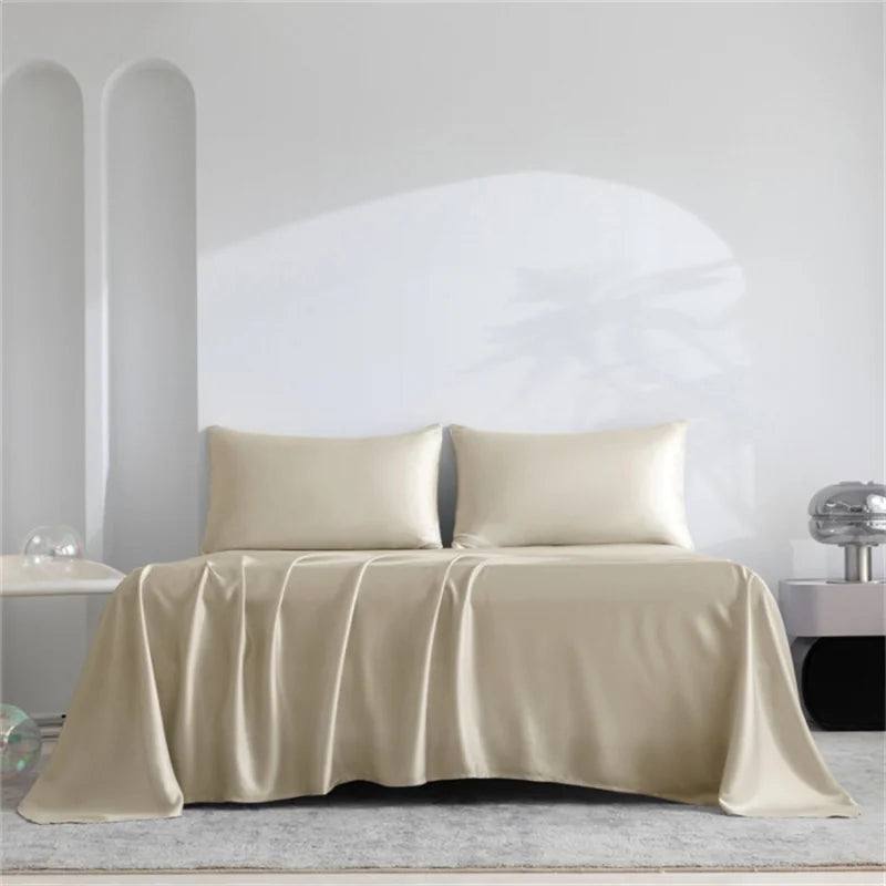 100% Organic Bamboo Bed Sheet Set 4/6 Pieces Silky Bedding Sets Hotel Luxuriously Soft Fitted Sheet Flat Sheet Pillowcase Solid