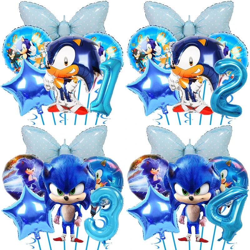 Sonic Birthday Decoration Balloons Kit 32inch Number Foil Globlos Kids Favors Bow Balloon Sonic the Hedgehog Party Supplies