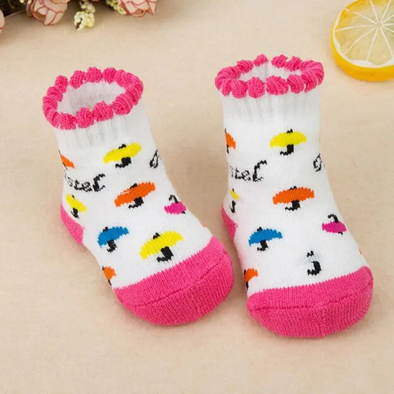 Baby Socks Girls Boys Print Thick Terry Clothes Newborn Accessories Kids Children Toddlers Slipper Gift Clothes Infant Stuff