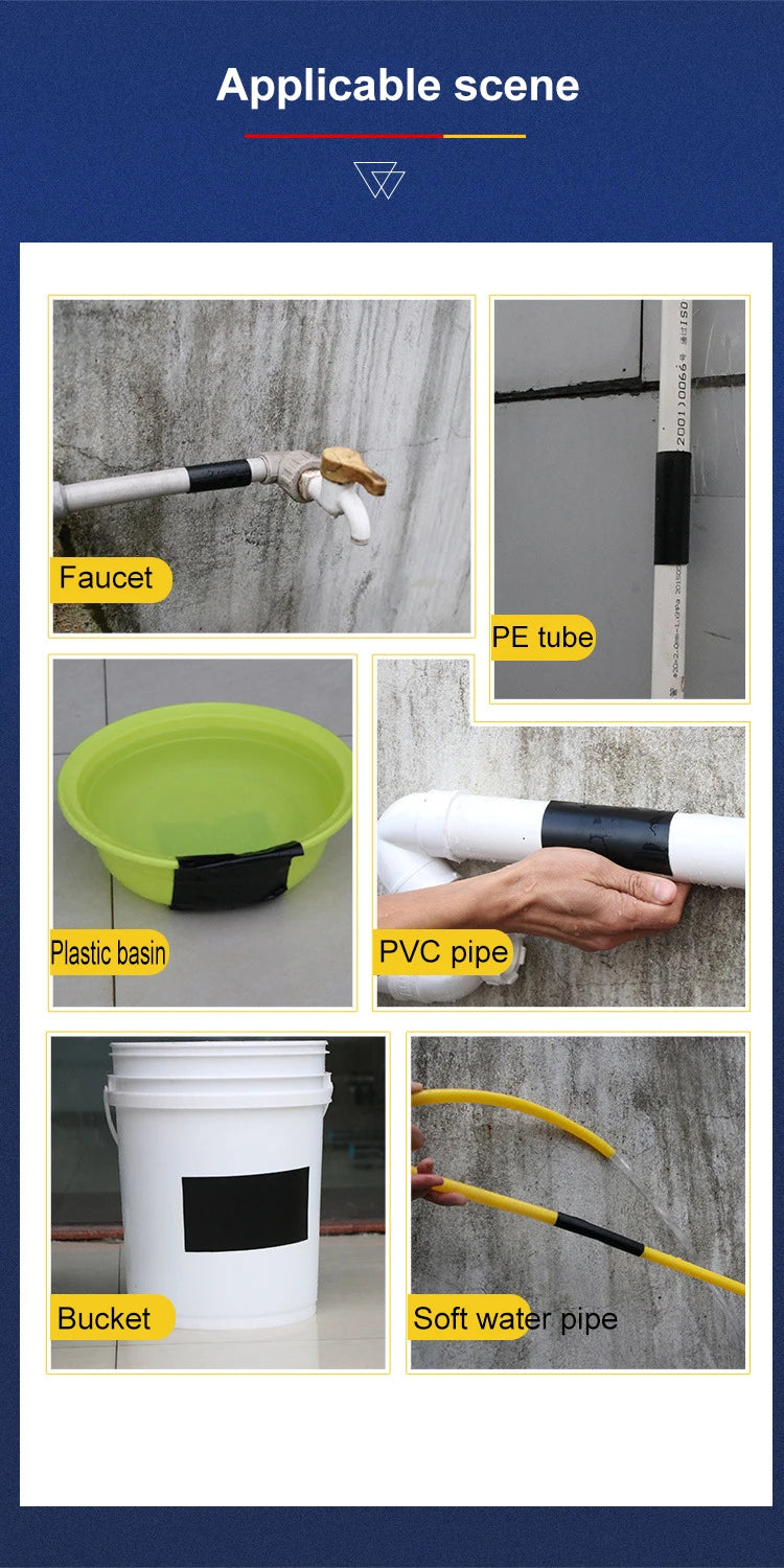 1.52m Strong Fiber Super Waterproof Tape Stop Leak Seal Repair Tape Performance Self Tape Fiberfix Adhesive Tape PE Tube PVC Etc