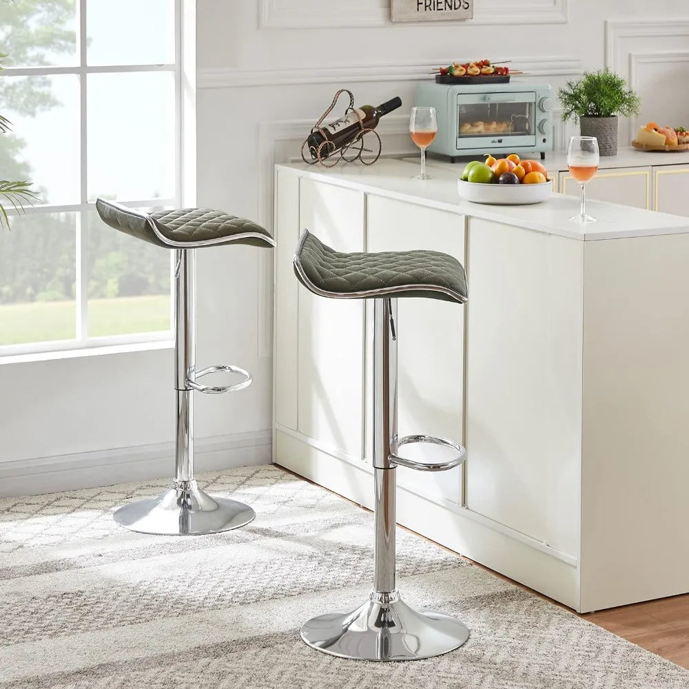 VECELO Adjustable Bar Stools Set of 2, Bar Height Stools for Kitchen Counter,White