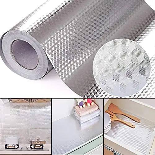 40X100CM Aluminum Foil Waterproof Self Adhesive Wallpaper DIY Kitchen Furniture Wall Stickers Art Home Room Bathroom Decor