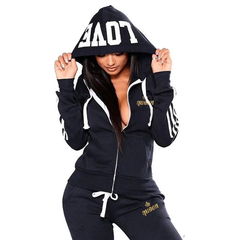 2023 New Trending Women Track Suits Sports Wear Jogging Suits Ladies Hooded Tracksuit Set Clothes Hoodies+Sweatpants Sweat Suits