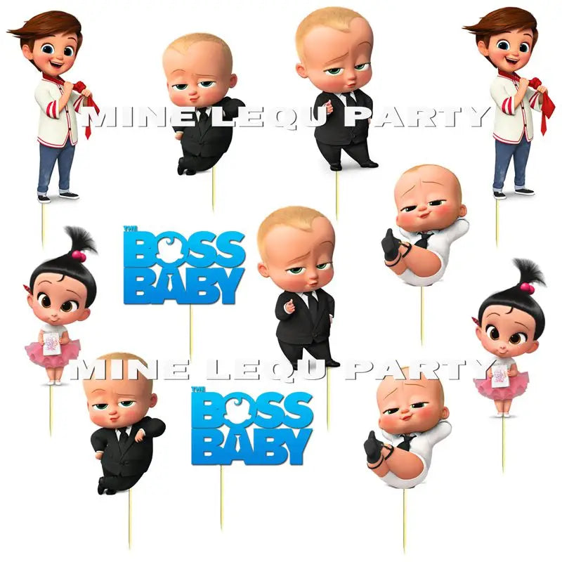 12pcs/lot Boss Baby Cake Topper Birthday Baby Boss theme Party Cake Topper Cake Decoration Baby Shower Party Supplies