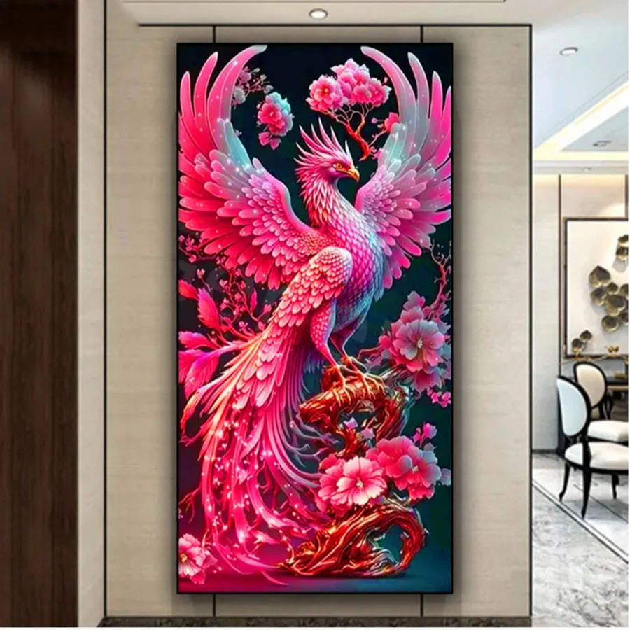 Vermilion Bird 5D Diy Diamond Painting Jewelry Cross Stitch Embroidery Full Square Round Diamond Mosiac Phoenix  Home Decor