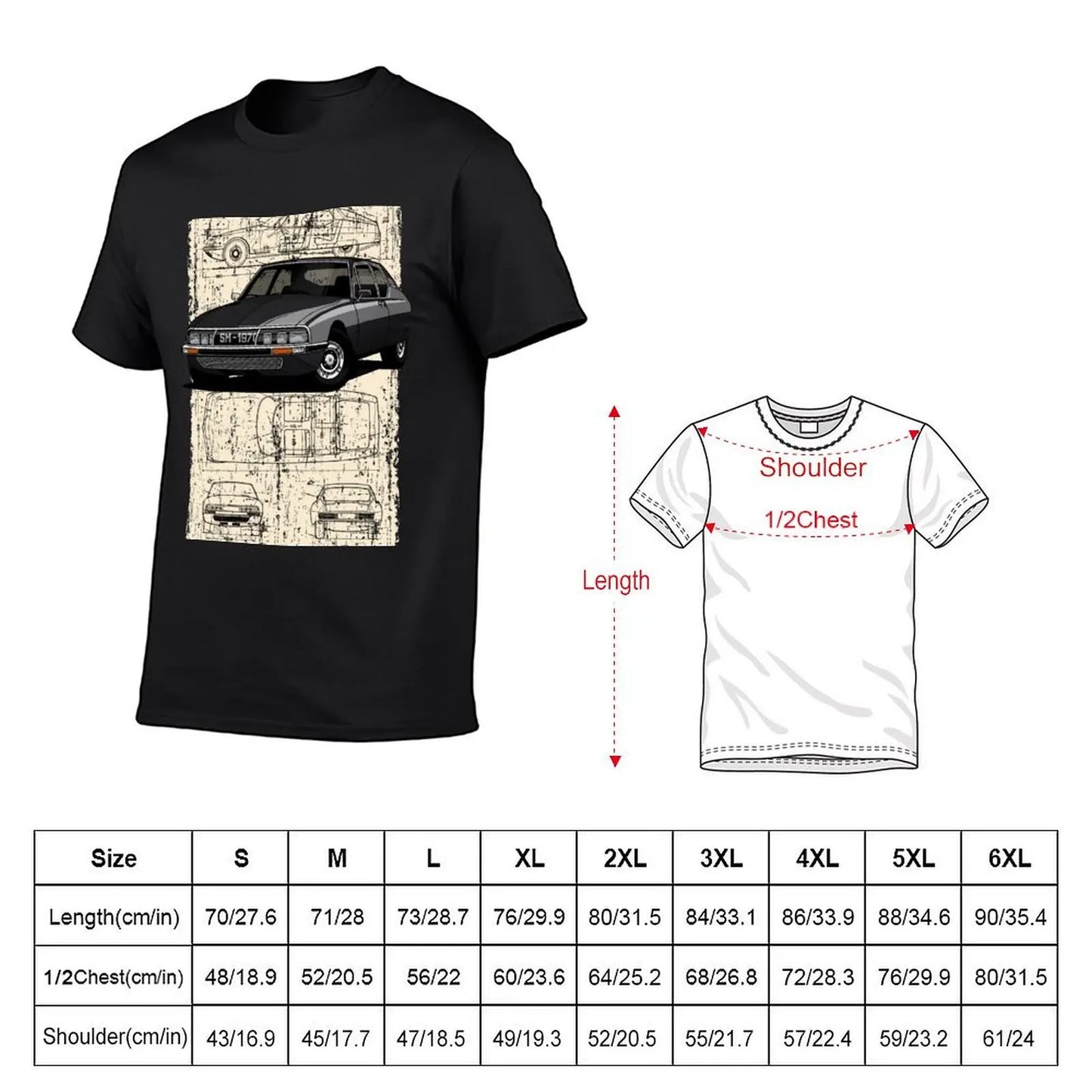 My drawing of the classic French Gran Turismo T-Shirt plus sizes customs design your own plain white t shirts men