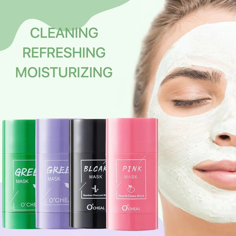 4 Styles Green Tea Mask Solid Stick Deep Cleansing Remove Skin Shrink Oil Pores Masks Acne Film Blackhead Care Mud Pore Con G0E5