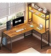 SEDETA L , 94.5 Inch Office Power Outlet &Amp; Pegboard, L Shaped Desk With Led Light, Keyboard Tray, Stora