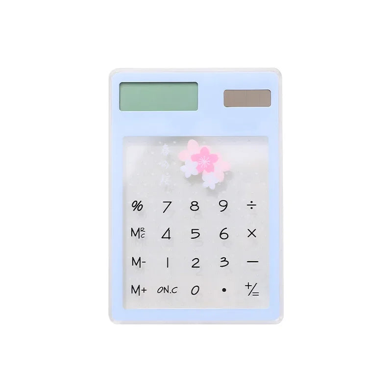 1PCS Transparent Cute Cartoon 8-digit Calculator Solar Energy Mini Portable Calculator Pocket  School Supplies Kawaii