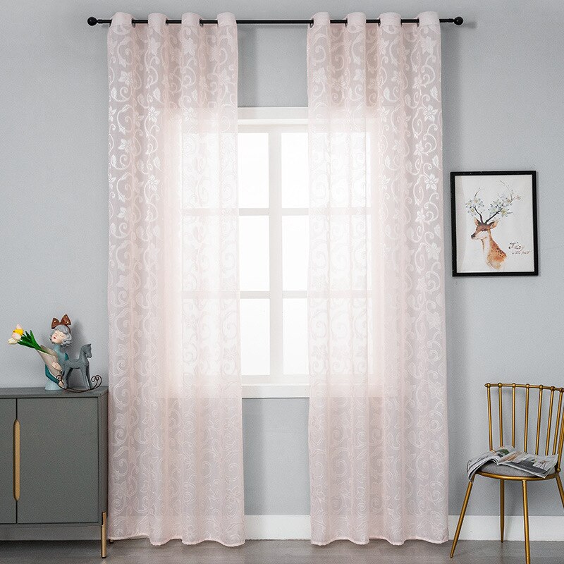 American Style Curtains for Living Dining Room Bedroom Luxury High Popularity Jacquard Modern White Tulle Door Window Curtain