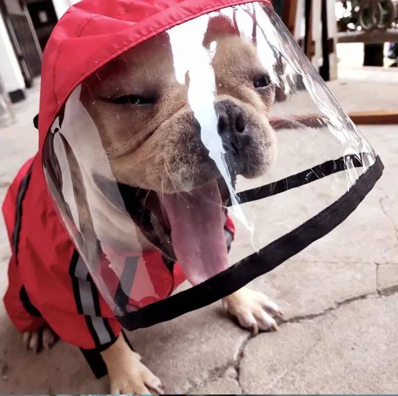 Rainy Season Waterproof Pet Dog Raincoat Reflective Four Legged Polyester Dog Clothing Medium and Large Dog Pet Clothing Supply