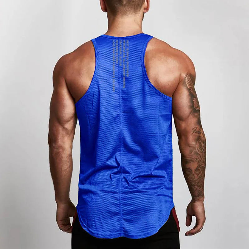 Marathon Quick-drying Mesh Sports Vest Men's Sleeveless Running Training Basketball Loose Fitness Workout Gym Tank Top