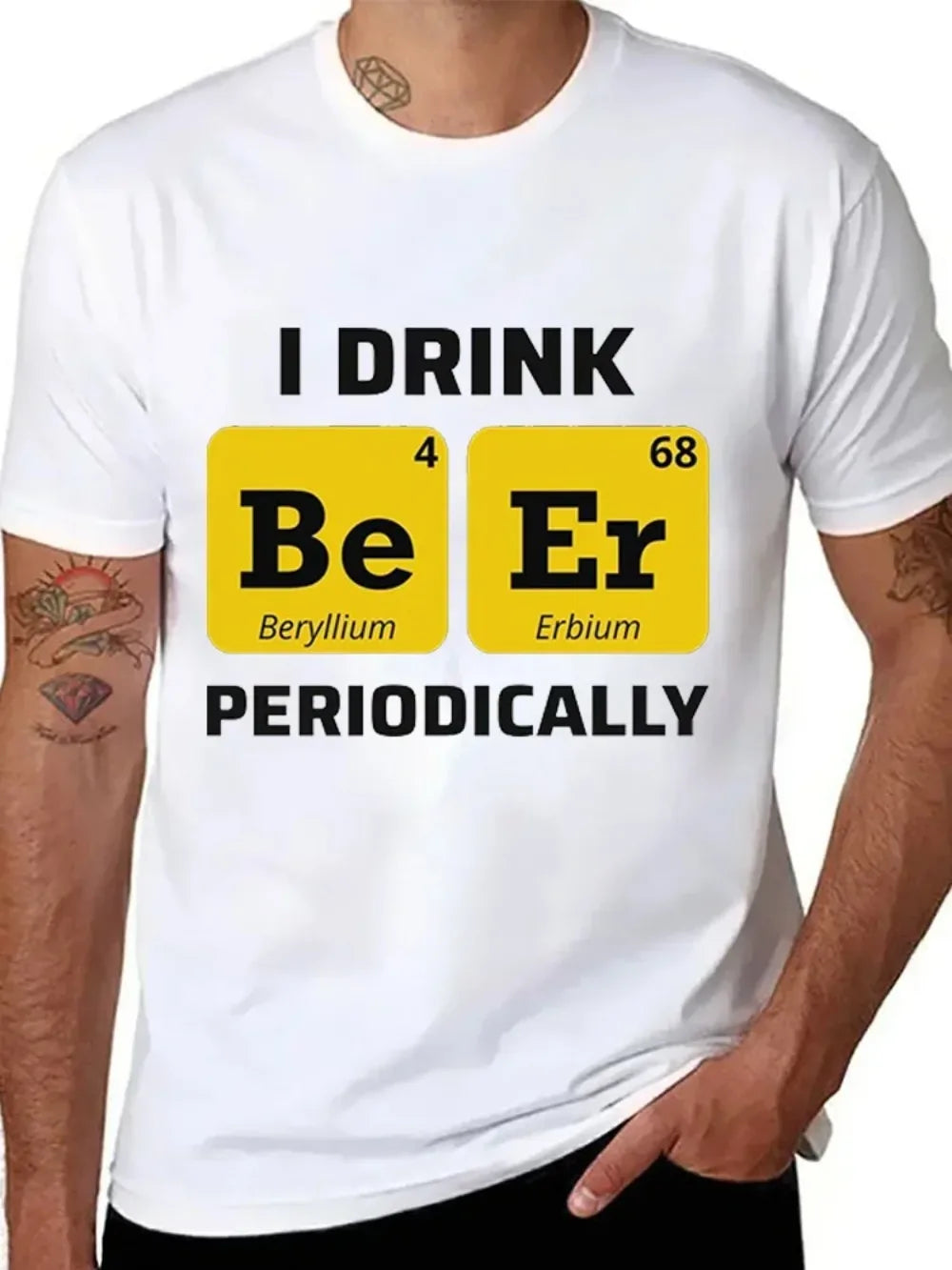 Creative Men TShirts Beer Drinking Chemistry Periodic Table Funny Humour Letters Tops Print Tee Male Oversize T Shirt Brand Tees