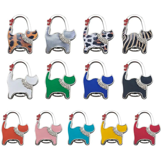 Hot Cat Shape Handbag Hook Portable Folding Purse Hanger Holder Women Bag Organizer Home Decoration Table Edge Hanging Hooks