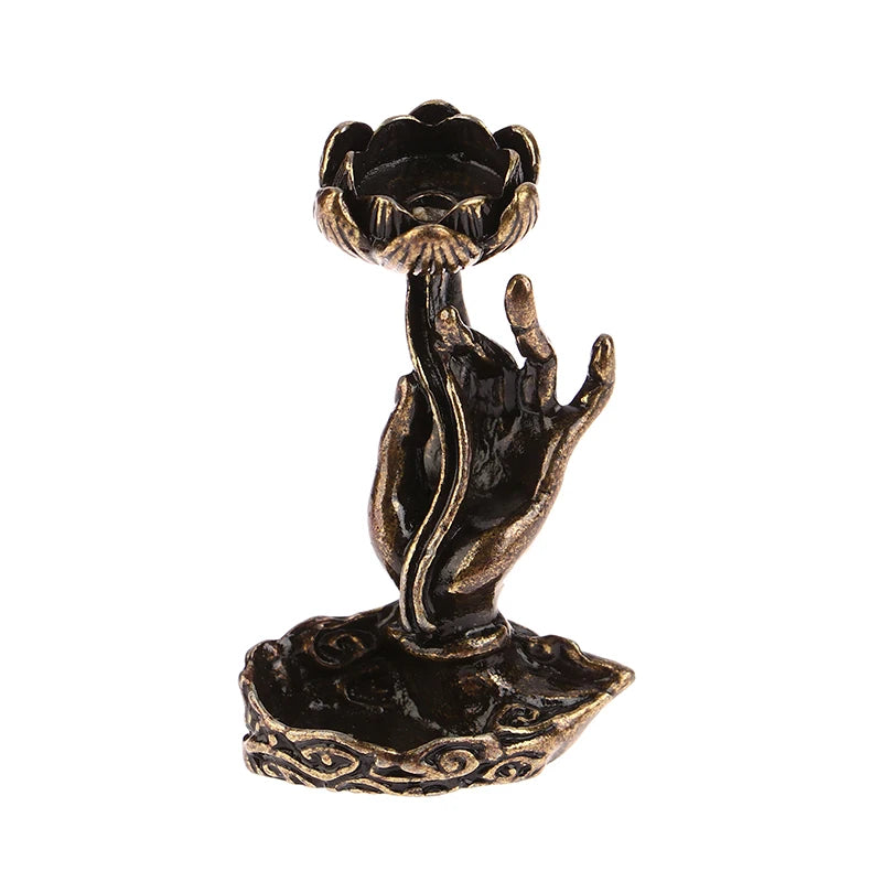 1Pc Vintage Buddha Hand Lotus Incense Burner home decorations Backflow Incense Holder ornaments For Home Room Tea Table Decor