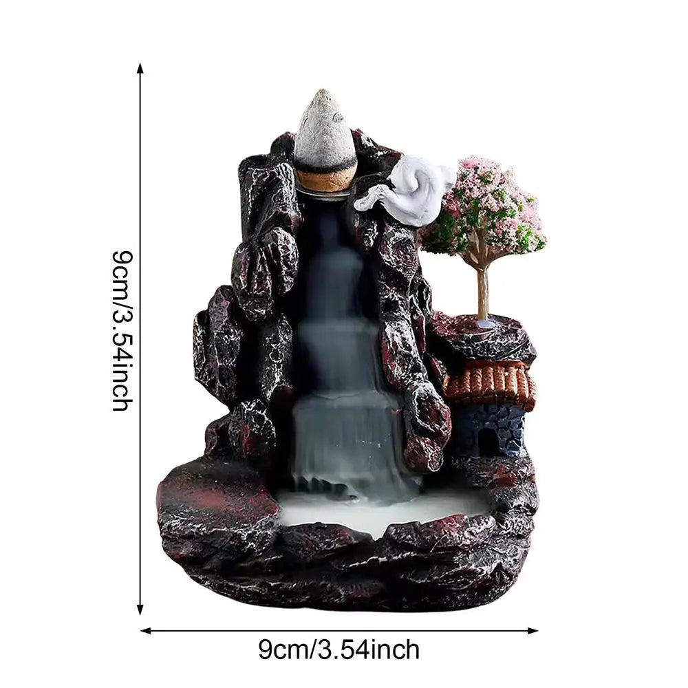 Resin Backflow Incense Burner Waterfall Smoke Incense Burner Innovative Tower Incense Sandalwood Aromatherapy Furnace Home Decor