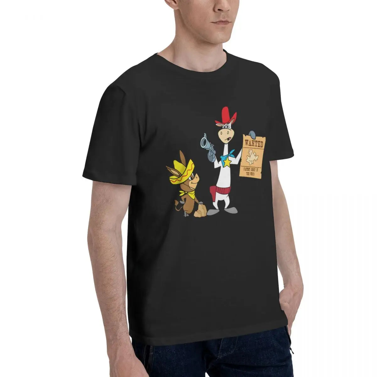 Wanted T-Shirt for Men Q-Quick Draw McGraw Show Hipster Pure Cotton Tee Shirt Round Collar Short Sleeve T Shirts Gift Idea Tops