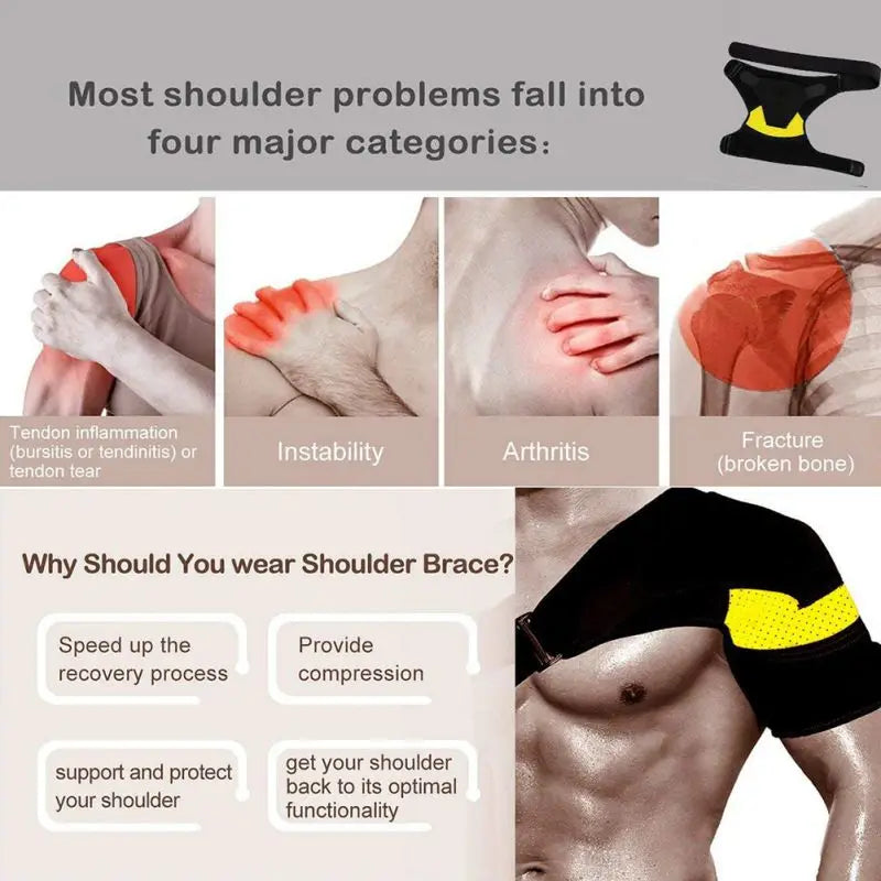 1PC Women Men Shoulder Brace with Pressure Pad Shoulder Support Pain I ce Pack Shoulder Compression Sleeve Accessories