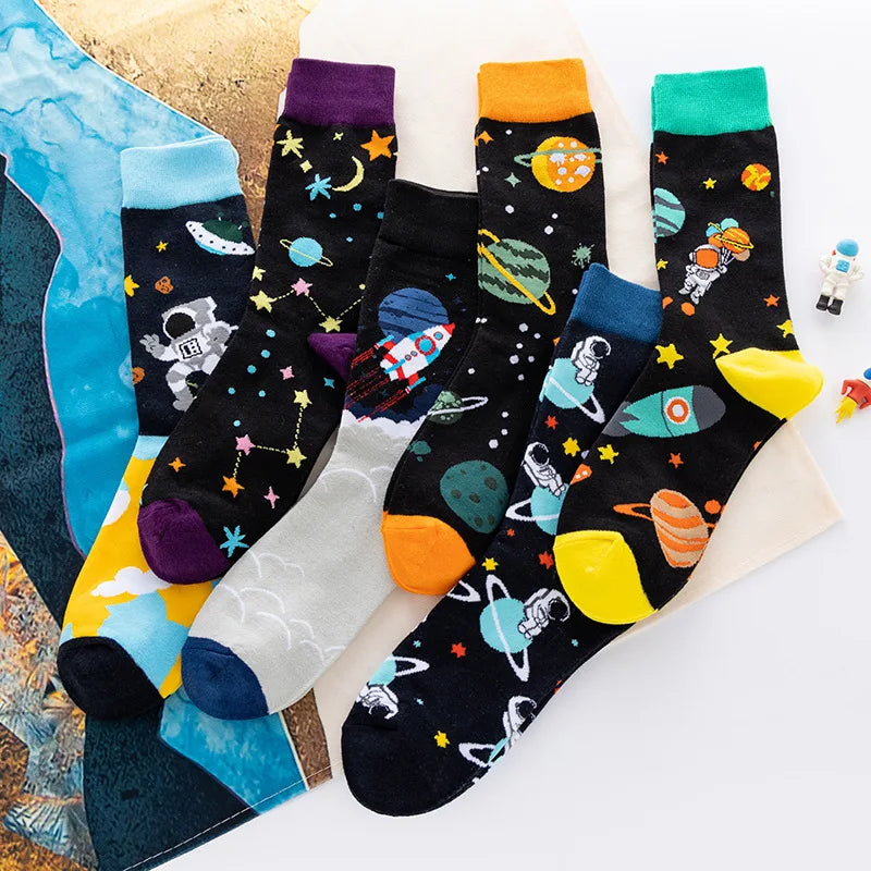 1pair PLUS SIZE 41-46 Combed Cotton Fashion Hip Hop Man woman Socks Harajuku  fruit Skateboard animal Happy Socks Funny Sokken