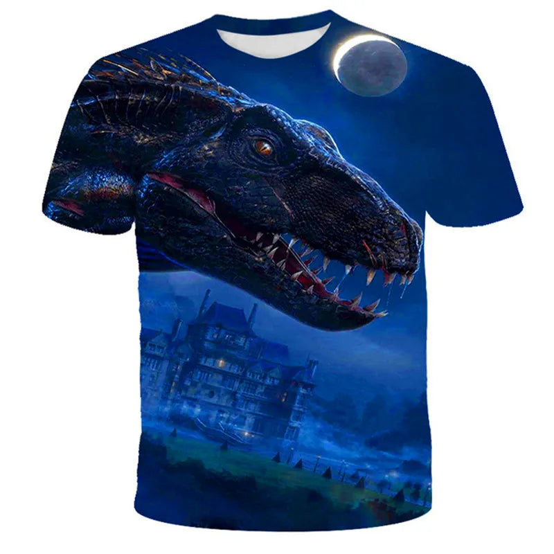 Kids Dinosaur Jurassic Park T-shirt For Boys Summer Children's Clothes Short-sleeved Breathable Cartoon Print Tops Dropshipping