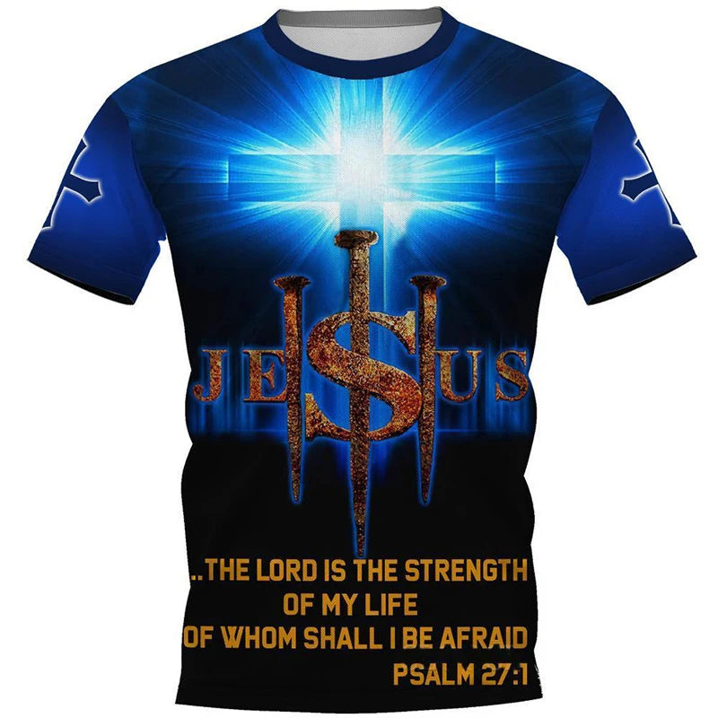 Men's Vintage Tshirt 3d Christian Jesus Printed T-shirt Harajuku Streetwear Men Clothing Oversized Blouse Tee Prayer Tops