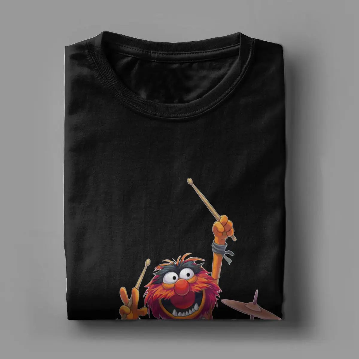 Animal Drummer The Muppets Show T-Shirts Men Disney Funny Pure Cotton Tees Crewneck Short Sleeve T Shirts Summer Tops