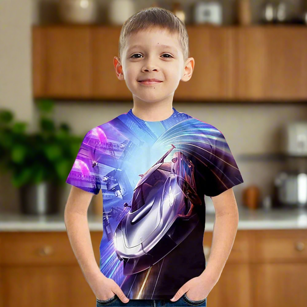 Boy Clothes Summer Short Sleeve T Shirt Racing 3d Print Children's Clothing 2 To 8 Years Deals Fashion 2023 Kids Replica Brands