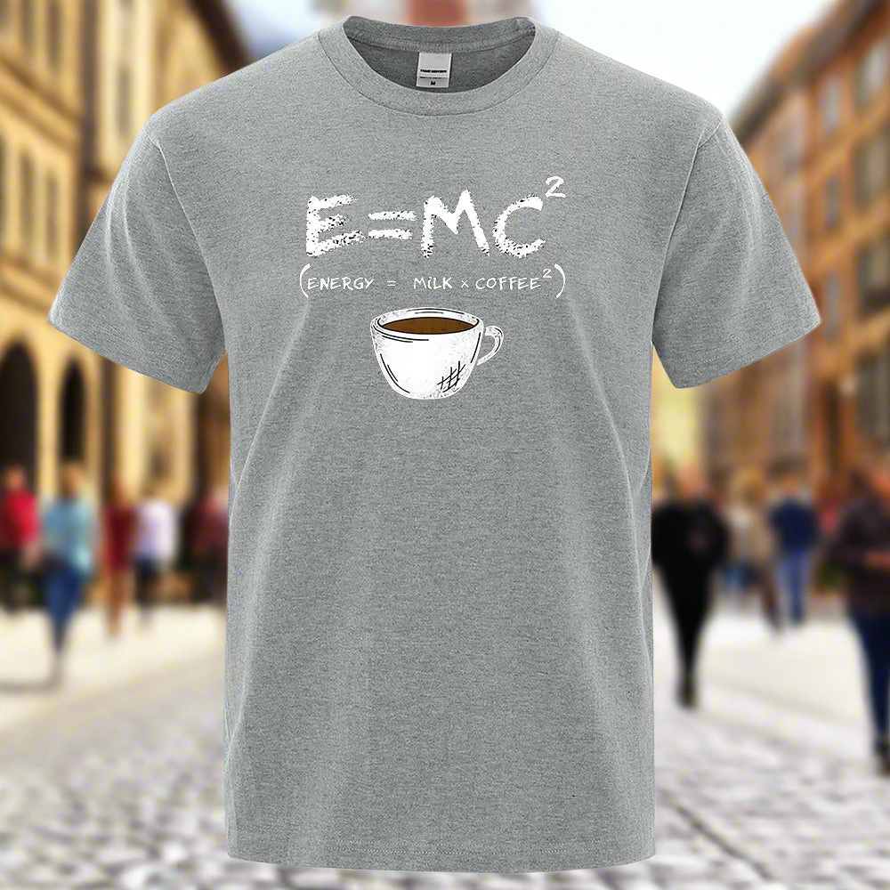 Energy=Milk+Coffee Printing Men Tshirt Casual Breathable Tshirts Funny Cotton Loose Tees Shirts Street Oversized T-Shirts Man