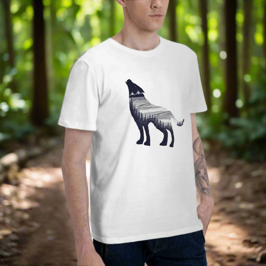 Drawing Wolf Men's Short-Sleeved 100% Cotton Unisex Fashion Casual Summer Tops Round Collar T-Shirts Black White Tees