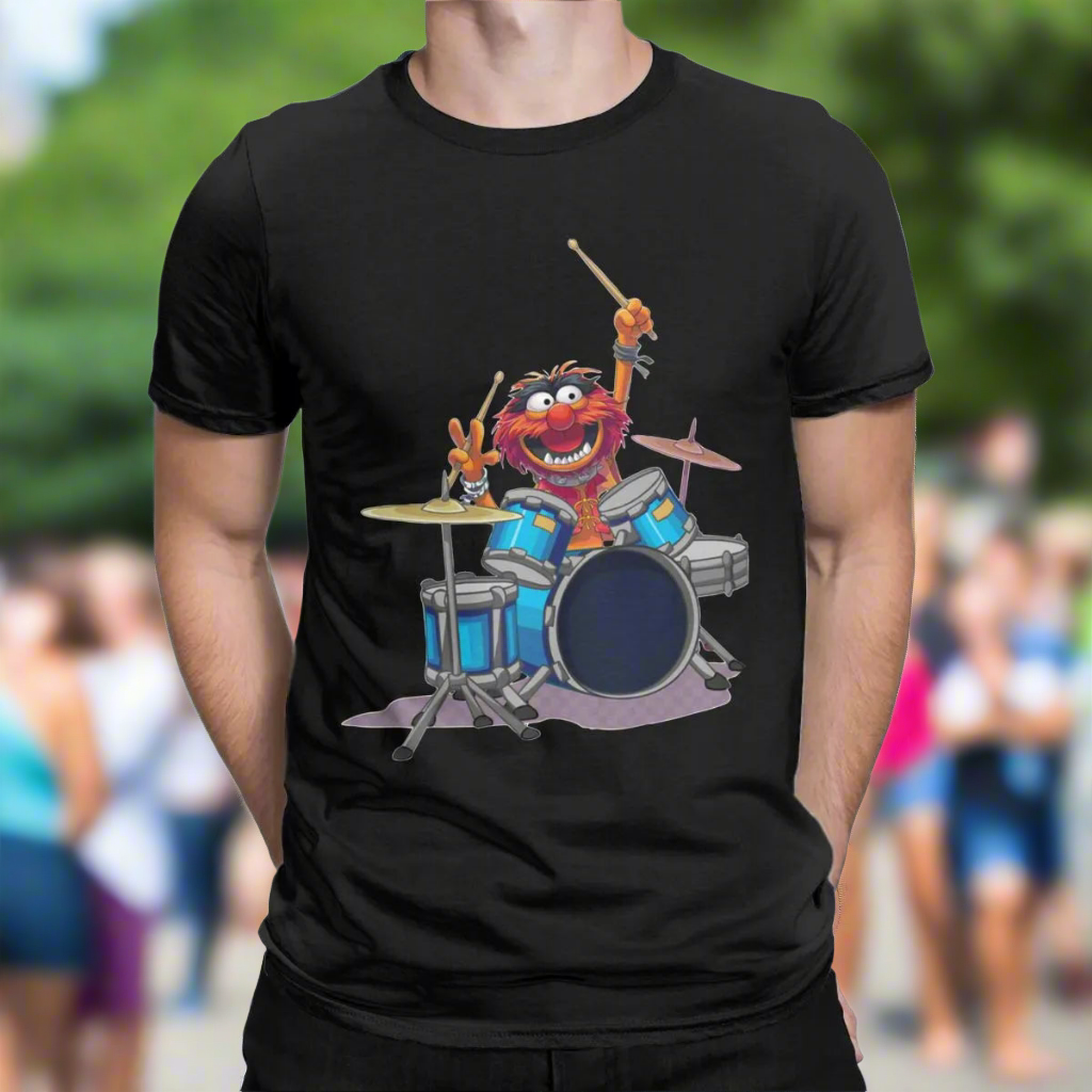 Animal Drummer The Muppets Show T-Shirts Men Disney Funny Pure Cotton Tees Crewneck Short Sleeve T Shirts Summer Tops