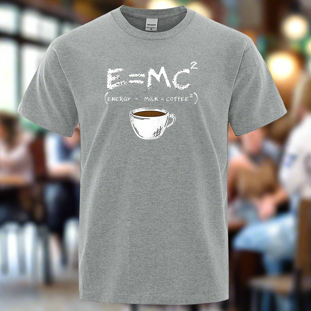 Energy=Milk+Coffee Printing Men Tshirt Casual Breathable Tshirts Funny Cotton Loose Tees Shirts Street Oversized T-Shirts Man